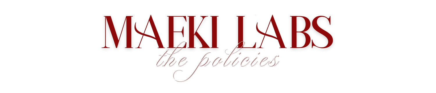 Maeki Labs logo with 'the policies' text on a white background